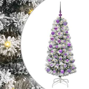 vidaXL Sztuczna choinka z zawiasami 150 LED Zielony i Biały 120 cm