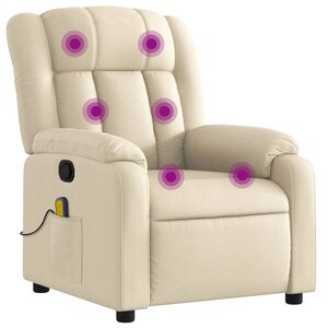 vidaXL Fotel masujący z funkcją rozkładania, kremowy materiał