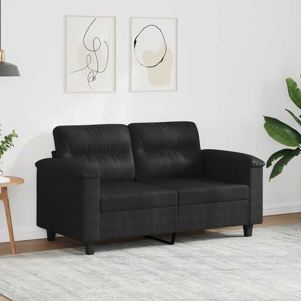 vidaXL Sofa 2-osobowa, czarna, 120 cm, tapicerowana mikrofibrą