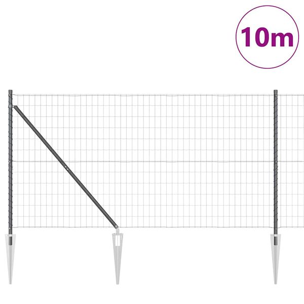 vidaXL Ogrodzenie z słupkiem Szary 1,4 x 10 m Stal i PVC