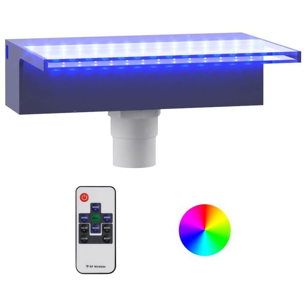 vidaXL Wylewka do wodospadu z oświetleniem RGB LED, akrylowa, 30 cm