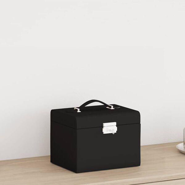 vidaXL Pudełko na biżuterię 4-warstwowe z lustrem zamykane na klucz