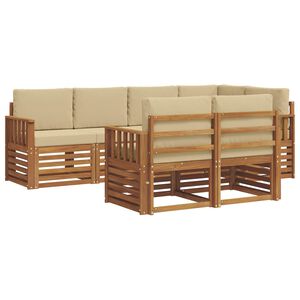 vidaXL Zestaw sofy narożnej z poduszką 7 pcs Naturalny i Beżowy