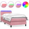 vidaXL Ł&oacute;żko kontynentalne z materacem i LED, r&oacute;żowe, 80x210 cm