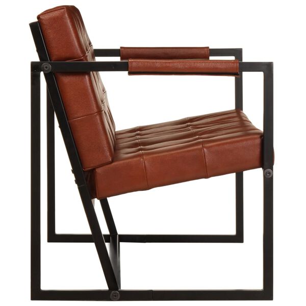 vidaXL Sofa 2-osobowa, brązowa, naturalna sk&oacute;ra kozia