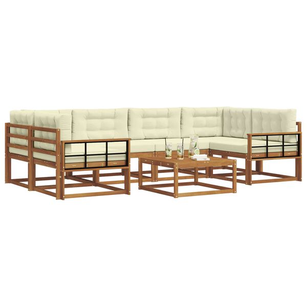 vidaXL Zestaw sof na zewnątrz z poduszką 7 pcs Naturalny i Kremowy