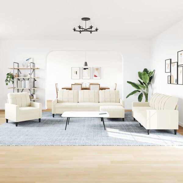 vidaXL 4-cz. komplet wypoczynkowy z poduszkami, kremowy, aksamit