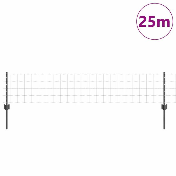 vidaXL Ogrodzenie z słupkiem Szary 0,4 x 25 m Stal i PVC