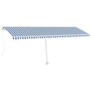 vidaXL Ręcznie zwijana markiza z LED, 600 x 300 cm, niebiesko-biała