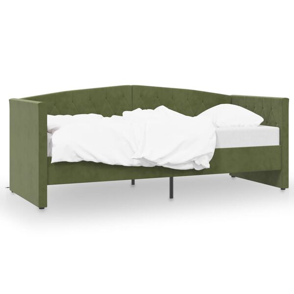 vidaXL Rama ł&oacute;żka, USB, ciemnozielona tapicerowana aksamitem 90x200 cm