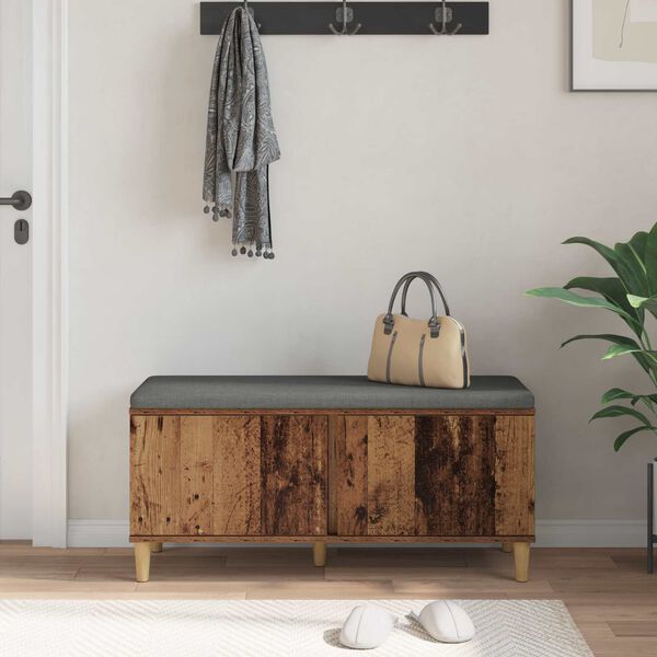 vidaXL Ławka w przedpokoju z poduszką Stare drewno 60 x 38 x 46 cm