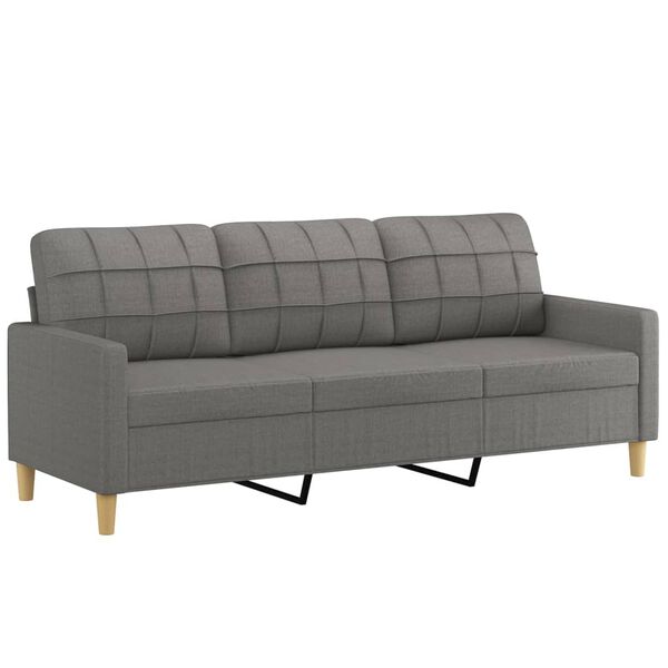 vidaXL Sofa 3-osobowa, ciemnoszara, 180 cm, tapicerowana tkaniną