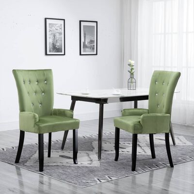 vidaXL Krzesło jadalniane z podłokietnikami, jasnozielone, aksamitne