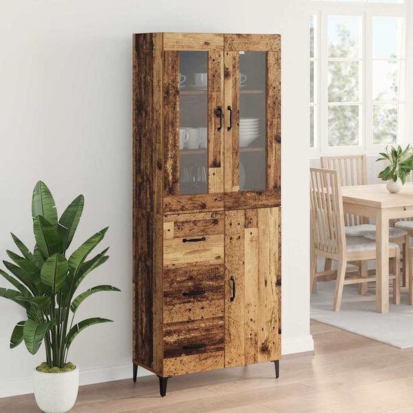 vidaXL Highboard Montowane na ścianie Stare drewno 69,5 x 34 x 180 cm