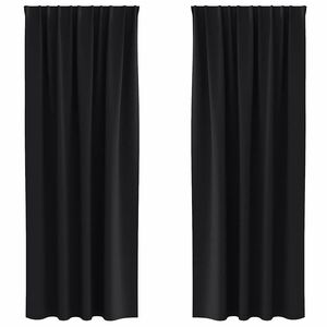vidaXL Firany blackout z k&oacute;łkami 2 pcs Czarny 225 x 140 cm Poliester