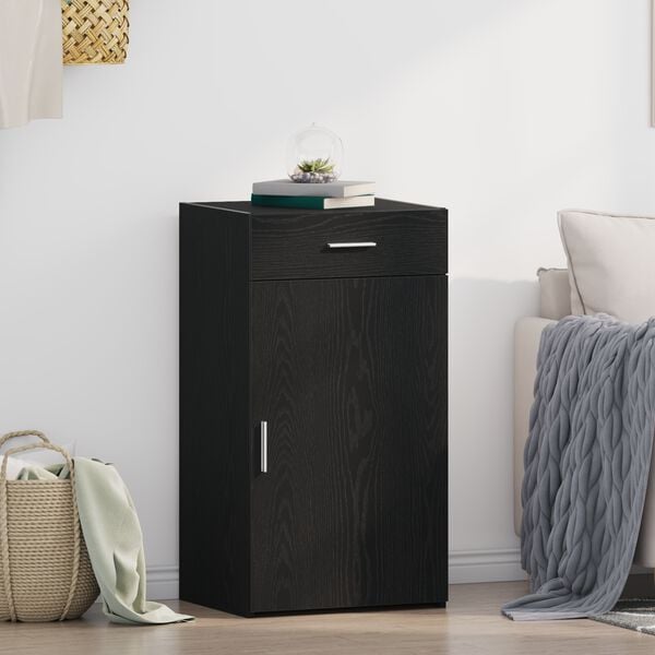 vidaXL Bufet z szufladą Czarny Dąb 50 x 42,5 x 93 cm