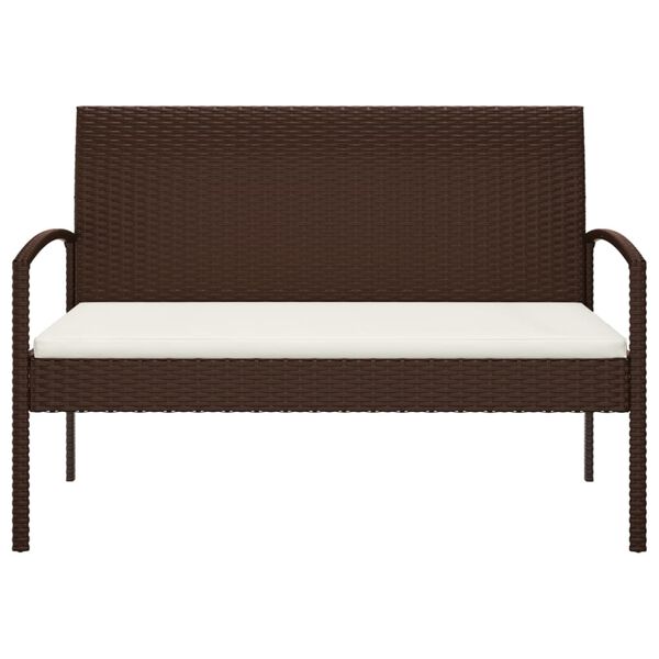 vidaXL Ławka ogrodowa z poduszką, brązowa, 105 cm, polirattan