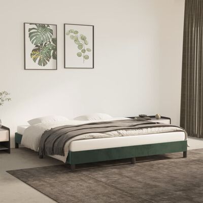 vidaXL Rama łóżka, ciemnozielona, 180x200 cm, tapicerowana aksamitem