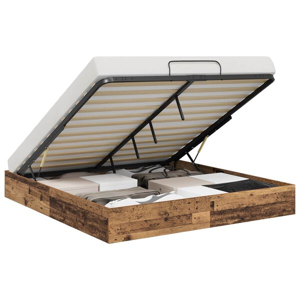 vidaXL Ł&oacute;żko otomanowe Stare drewno 160 x 200 cm Drewno inżynieryjne