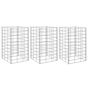 vidaXL Wysokie donice gabionowe, 3 szt., 30x30x50 cm, żelazo