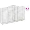 vidaXL Kosze gabionowe, 7 szt, 300x50x160/180 cm, galwanizowane żelazo