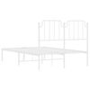 vidaXL Metalowa rama ł&oacute;żka z wezgłowiem, biała, 120x190 cm