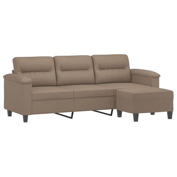 vidaXL 3-osobowa sofa z podn&oacute;żkiem, cappuccino, 180 cm, sztuczna sk&oacute;ra