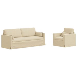 vidaXL Sofa 2 pcs Kremowy 198 x 78 x 80 cm tkanina