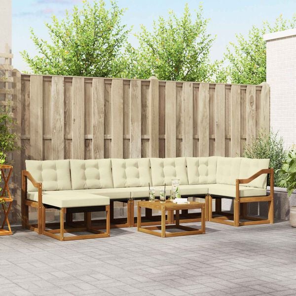 vidaXL Zestaw sof na zewnątrz z poduszką 8 pcs Naturalny i Kremowy