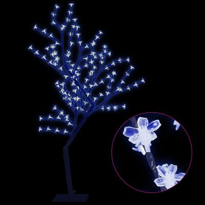 vidaXL Drzewko świecące na niebiesko, 128 LED, kwiat wiśni, 120 cm