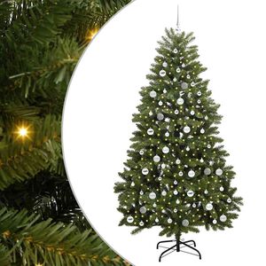 vidaXL Sztuczna choinka 210 cm 300 LED Ciepła biel PVC i stal zielony