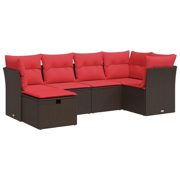 vidaXL 6-cz. zestaw wypoczynkowy do ogrodu, z poduszkami, brązowy