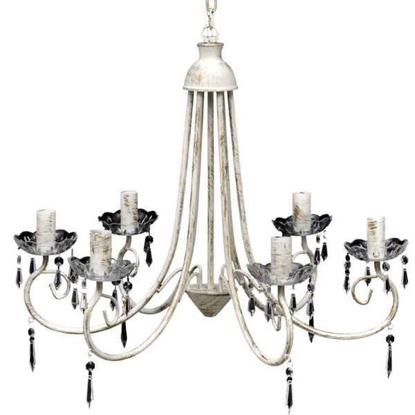 Żyrandol sześcioramienny, elegancki, biały