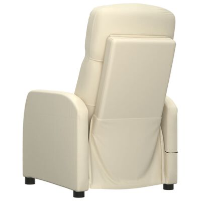 vidaXL Fotel masujący, kremowy, sztuczna skóra