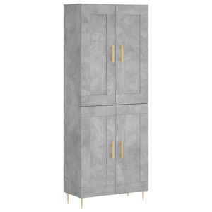 vidaXL Witrynka, szarość betonu 69,5x34x180 cm materiał drewnopochodny