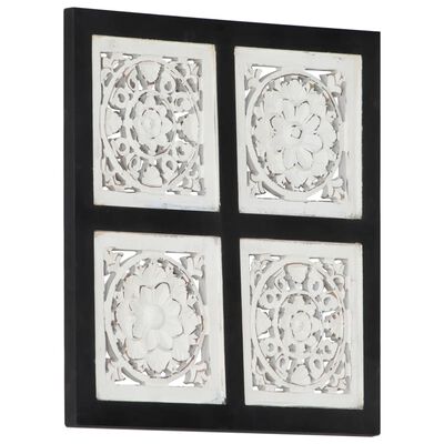 vidaXL Ręcznie rzeźbiony panel ścienny, MDF, 40x40x1,5cm, czarno-biały