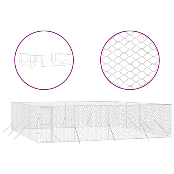 vidaXL Kojec zewnętrzny dla psa, 8x8x2 m, stal galwanizowana