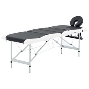 vidaXL Składany st&oacute;ł do masażu, 4-strefowy, aluminiowy, czarno-biały