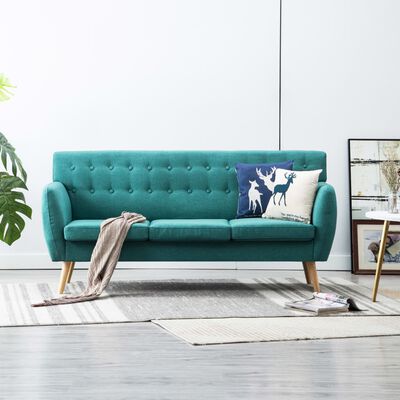 vidaXL 3-osobowa sofa tapicerowana tkaniną, 172x70x82 cm, zielona