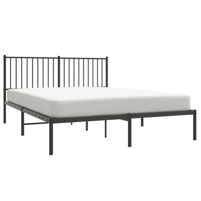 vidaXL Metalowa rama łóżka z wezgłowiem, czarna, 150x200 cm