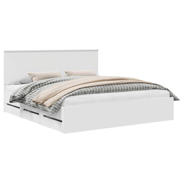 vidaXL Ramka ł&oacute;żka z szufladą Biały 180 x 200 cm Drewno inżynieryjne