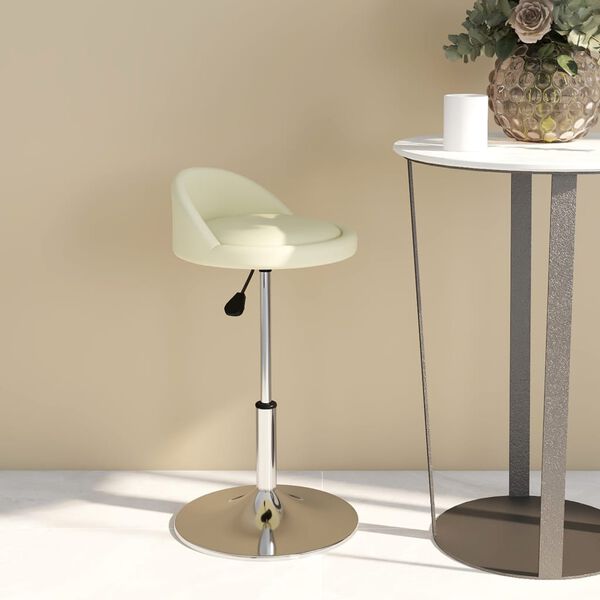 vidaXL Obrotowe krzesło stołowe, kremowe, obite sztuczną sk&oacute;rą