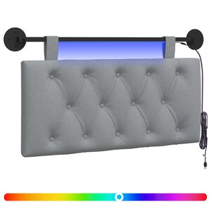 vidaXL Wezgłowie wiszące Z lampą LED jasnoszary tkanina