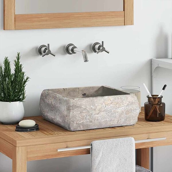 vidaXL Umywalka, szara, 30x 30 x 13 cm, marmurowa