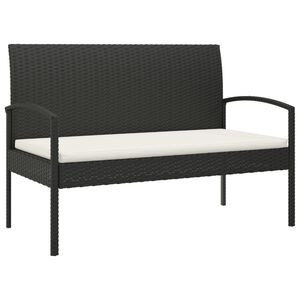 vidaXL Ławka ogrodowa z poduszką, czarna, 105 cm, polirattan