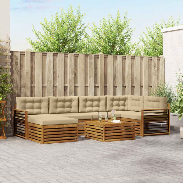 vidaXL Zestaw sof na zewnątrz z poduszką 7 pcs Naturalny i Beżowy