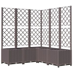vidaXL Donica ogrodowa z kratką, brązowa, 120x120x136 cm, PP