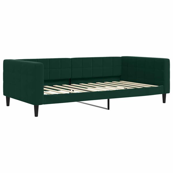 vidaXL Sofa rozsuwana z materacami, ciemnozielona, 100x200 cm, aksamit
