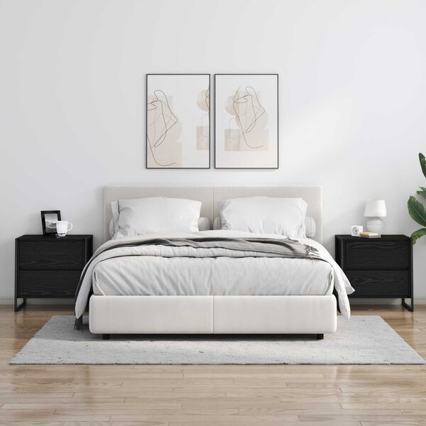 vidaXL Stolik nocny z szufladą Czarny Dąb 50 x 39.5 x 50 cm