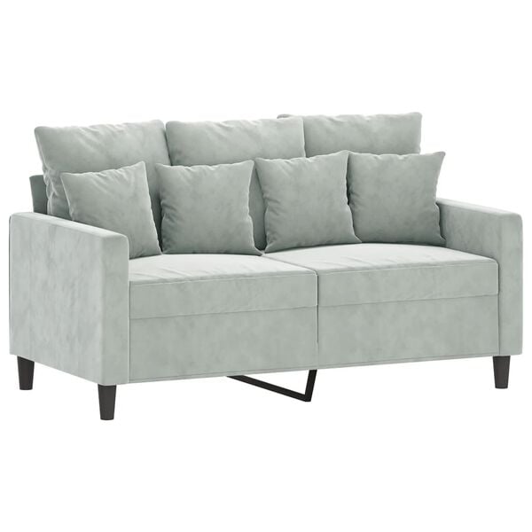 vidaXL Sofa 2-osobowa, jasnoszara, 120 cm, tapicerowana aksamitem